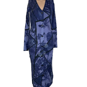 DESIGUAL Women's Sweater Dress Mini Floral Size M Blue by